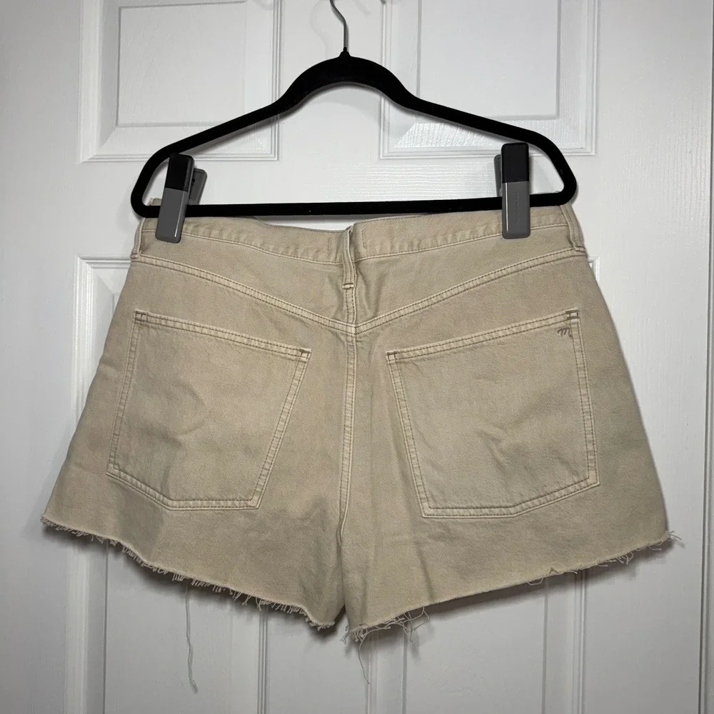 NWT Madewell The Essex Baggy Short Tan Khaki Denim Raw Hem NZ288 Size 31
